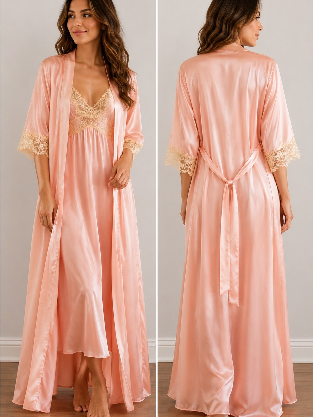 Eve Stillman Vintage Satin Peignoir Set